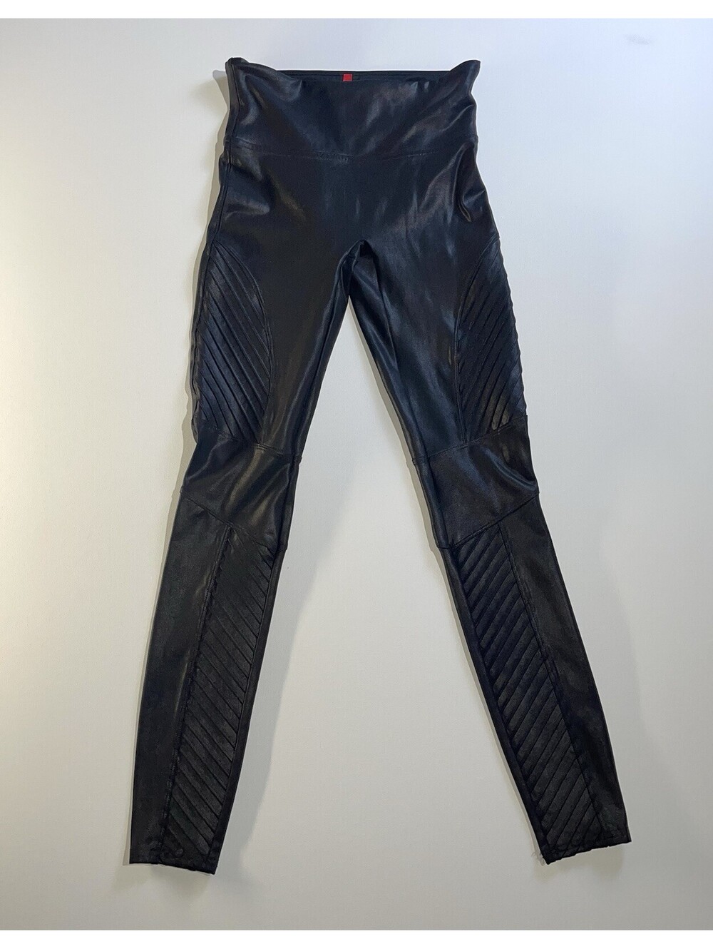 Spanx Leggings Womens Size Small Black High Waisted Faux Leather Moto Biker